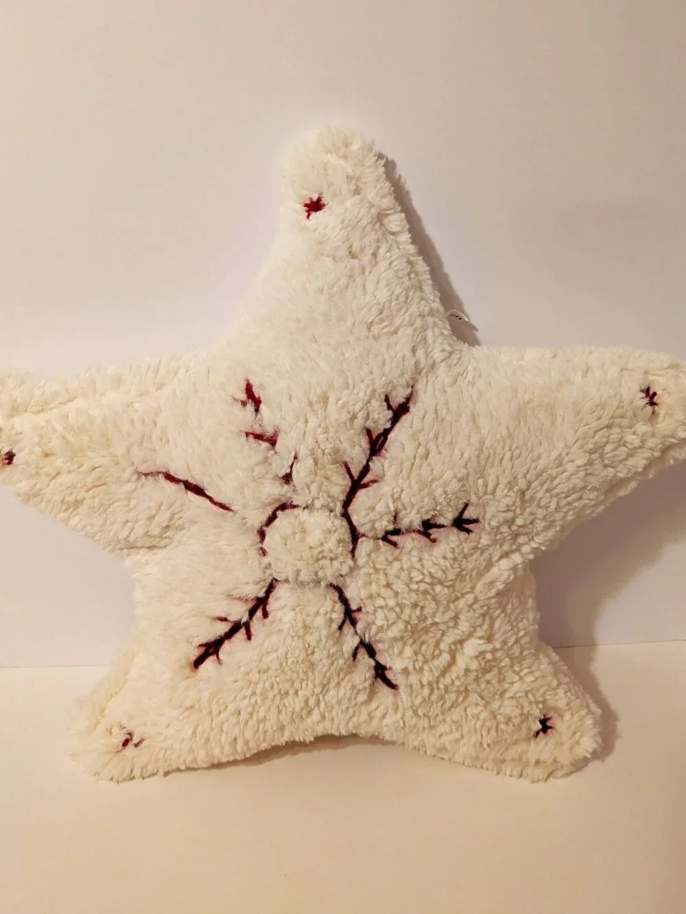Pottery Barn Cozy Embroidered Snowflake Star Shaped Decorative Pillow Christmas